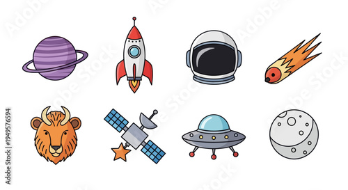Space exploration icons and elements