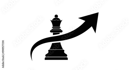 Black chess piece with rising arrow.