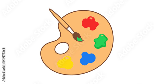 Colorful artist paint palette with brush.