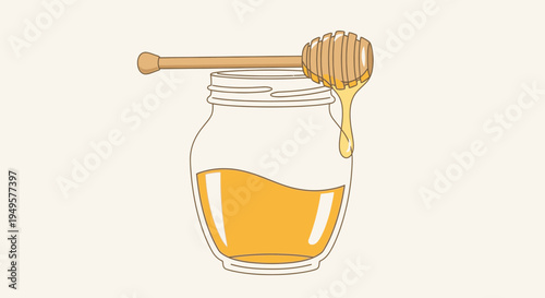 Glass jar with golden honey 1.
