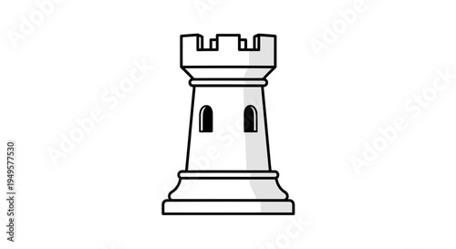 Rook chess piece on white background 2.