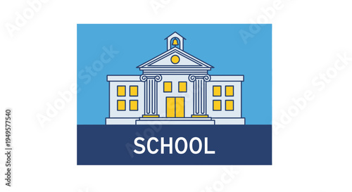 School Building Icon Illustration.