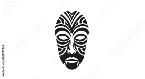 Tribal mask with closed eyes.