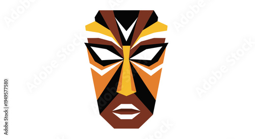 Vibrant Tribal Mask Face Closeup.