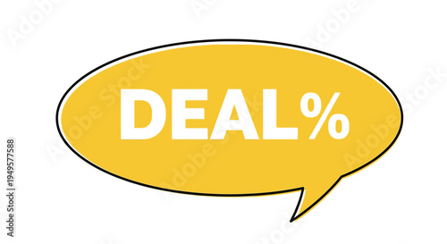 Yellow speech bubble with deal text.