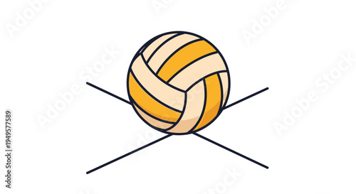 Volleyball with crossed lines behind it.