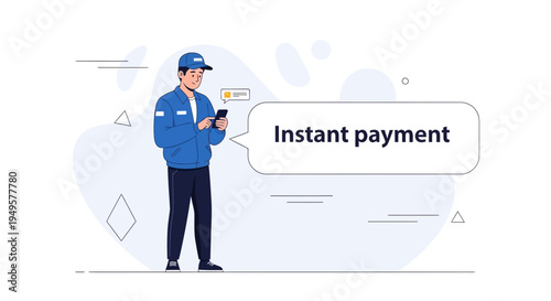 Man using smartphone for instant payment, digital transaction concept