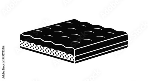 Black and white illustration of a layered mattress in a simple style