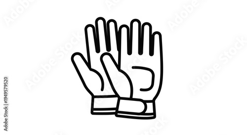 Simple black and white illustration of two winter gloves palms facing up