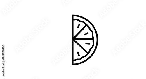 Simple line drawing of a citrus fruit slice likely a lemon or orange
