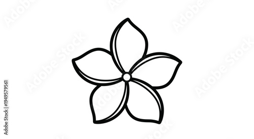 Simple line drawing of a five petaled flower likely a plumeria