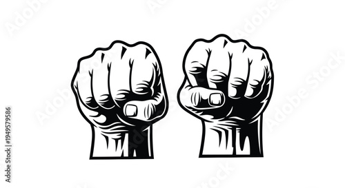 Two clenched fists raised in a gesture of solidarity or protest