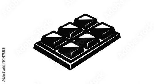 Black and white illustration of a chocolate bar with nine square pieces