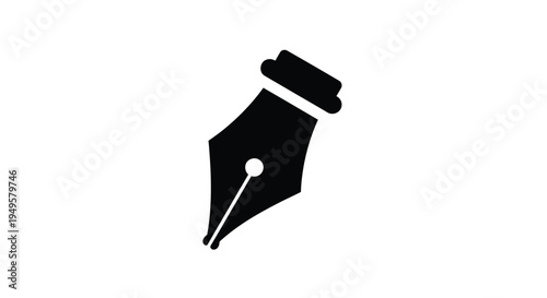 Simple black silhouette of a fountain pen nib a writing instrument