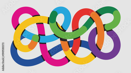 An abstract arrangement of brightly colored interwoven ribbons creates a dynamic and playful composition on a neutral background high quality professional detailed modern elegant stylish clean