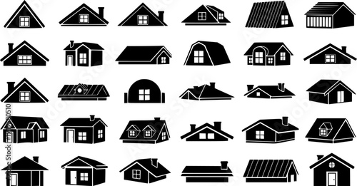 House roof silhouette, House roof, Roof, Roof clipart, Roof silhouette, House roof vector set, House roof icon, House roof logo