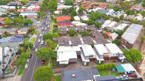 10 March 2026 Panoramic Aerial Drone view of Inner Suburbs of Melbourne housing, roof tops, the streets and the parks, the roads and trees of Ascot Vale Moonee Ponds Essendon VIC Australia