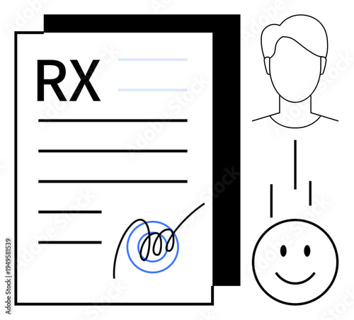 Prescription concept. Prescription signed document healthcare procedures and personalized care. Prescription-related include medical consultation, pharmacy use, telehealth, authentication