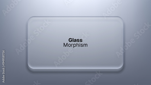 Translucent frosted glass morphism card on a grey background. UI design element with soft blur effect for modern web interface. Minimalist digital graphic layout for template overlay.