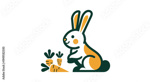 Cartoon rabbit with carrots illustration