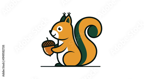 Cartoon squirrel holding acorn illustration
