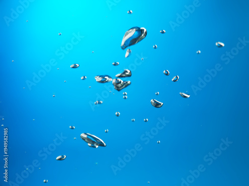 Oxygen Bubble in Blue Water artistic underwater closeup