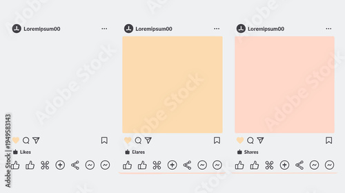 A series of three instagram posts showcasing soft pastel colors lavender peach and blush pink with minimal like and comment icons high quality professional detailed modern