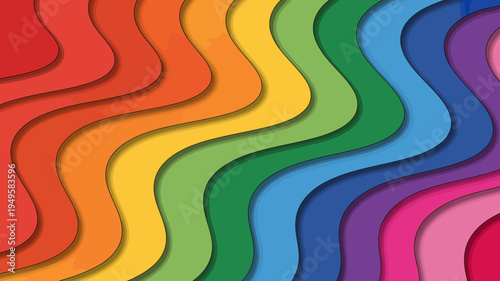 A vibrant and colorful abstract background features overlapping wavy layers in a spectrum of hues creating a dynamic visual effect high quality professional detailed modern elegant