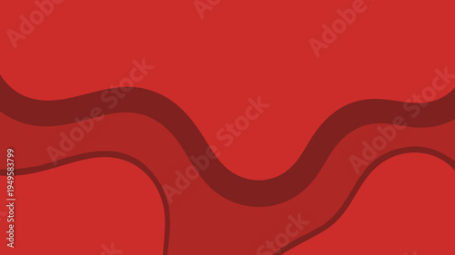 A vibrant red background features layered wavy shapes creating a sense of depth and movement with subtle shadow effects high quality professional detailed modern elegant stylish