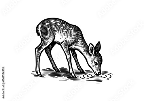 Fawn Hand Drawn Illustration Vector by AZ for Books, Arts, Design and Decoration Graphic Asset