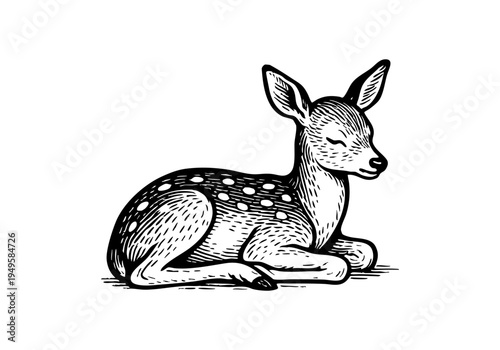 Fawn Hand Drawn Illustration Vector by AZ for Books, Arts, Design and Decoration Graphic Asset