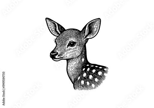 Fawn Hand Drawn Illustration Vector by AZ for Books, Arts, Design and Decoration Graphic Asset