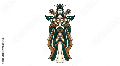 Elegant queen illustration on white background