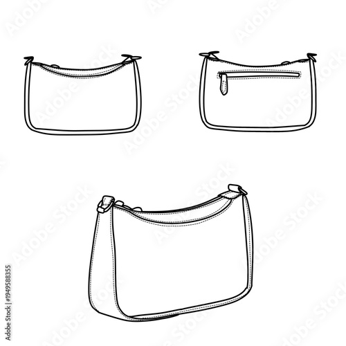 Fashionable Handbag Designs Collection Vector Illustration.