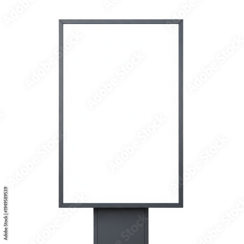 A blank billboard on a stand isolated on transparent background. Png