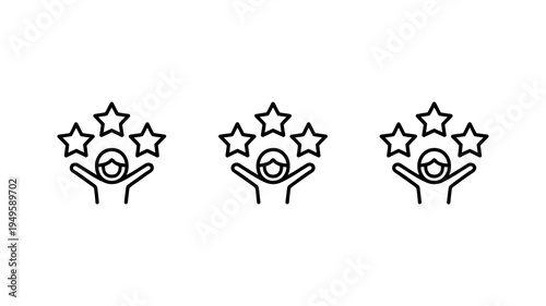 Canvastavla A series of three identical line art icons depict a person with raised arms cele