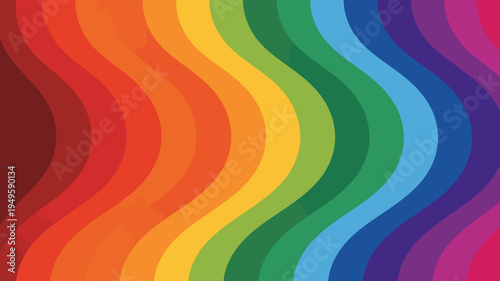 A vibrant undulating rainbow spectrum dominates the image featuring smoothly transitioning curved bands of color from red to violet high quality professional detailed modern elegant stylish
