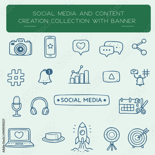 content creator collection icon doodle