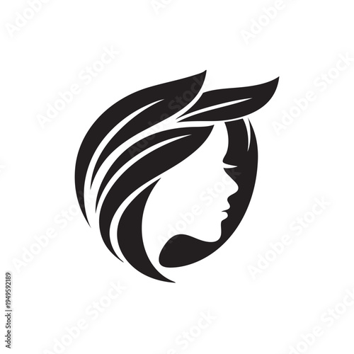women face and leaf vector, beauty women logo