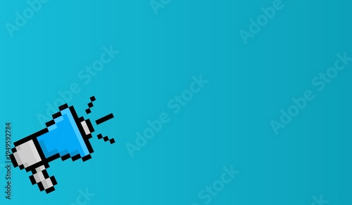 A pixel art illustration of a statement or news item represented with a megaphone