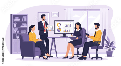 Business Professionals Discussing Project in Meeting Room.