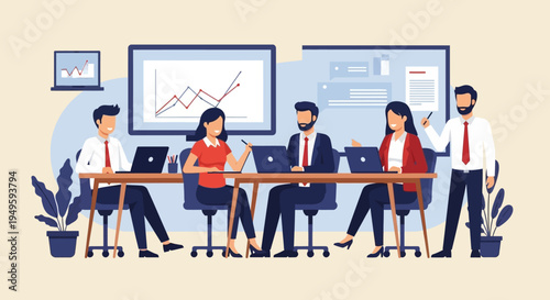 Business Team Working Together in Office.