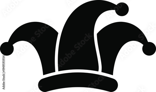 Jester hat icon symbol simple black silhouette on white background