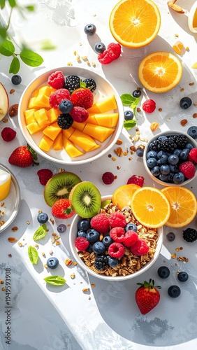 Wallpaper Mural Vibrant Breakfast Bowls with Fresh Fruits and Granola. Torontodigital.ca