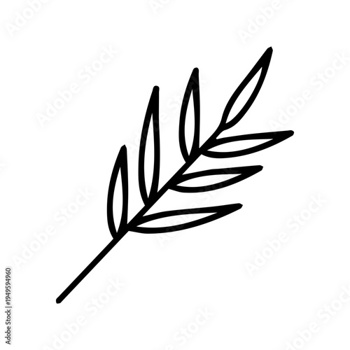 Minimalist Branch Leaf Drawing