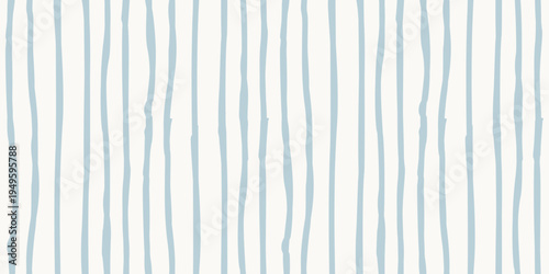 Hand drawn blue vertical stripes seamless pattern, irregular wavy lines texture for minimalist background and textile
