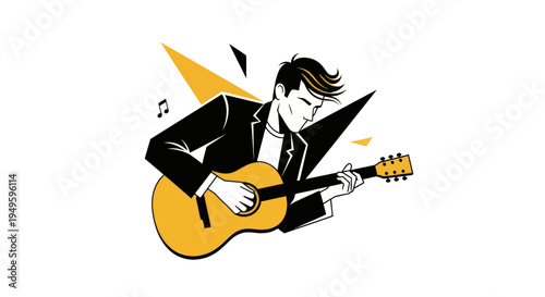 Man playing guitar illustration