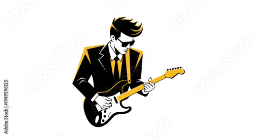 Man playing guitar vector illustration