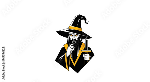 Mysterious wizard character isolated design