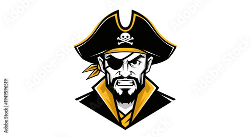 Pirate illustration with hat and eye patch